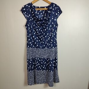 Madison Leigh Navy Blue Polka Dot Dress Sheath Size 6